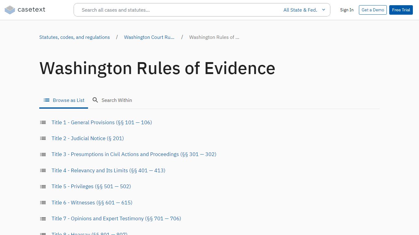 Washington Court Rules | Washington Rules of Evidence | Casetext