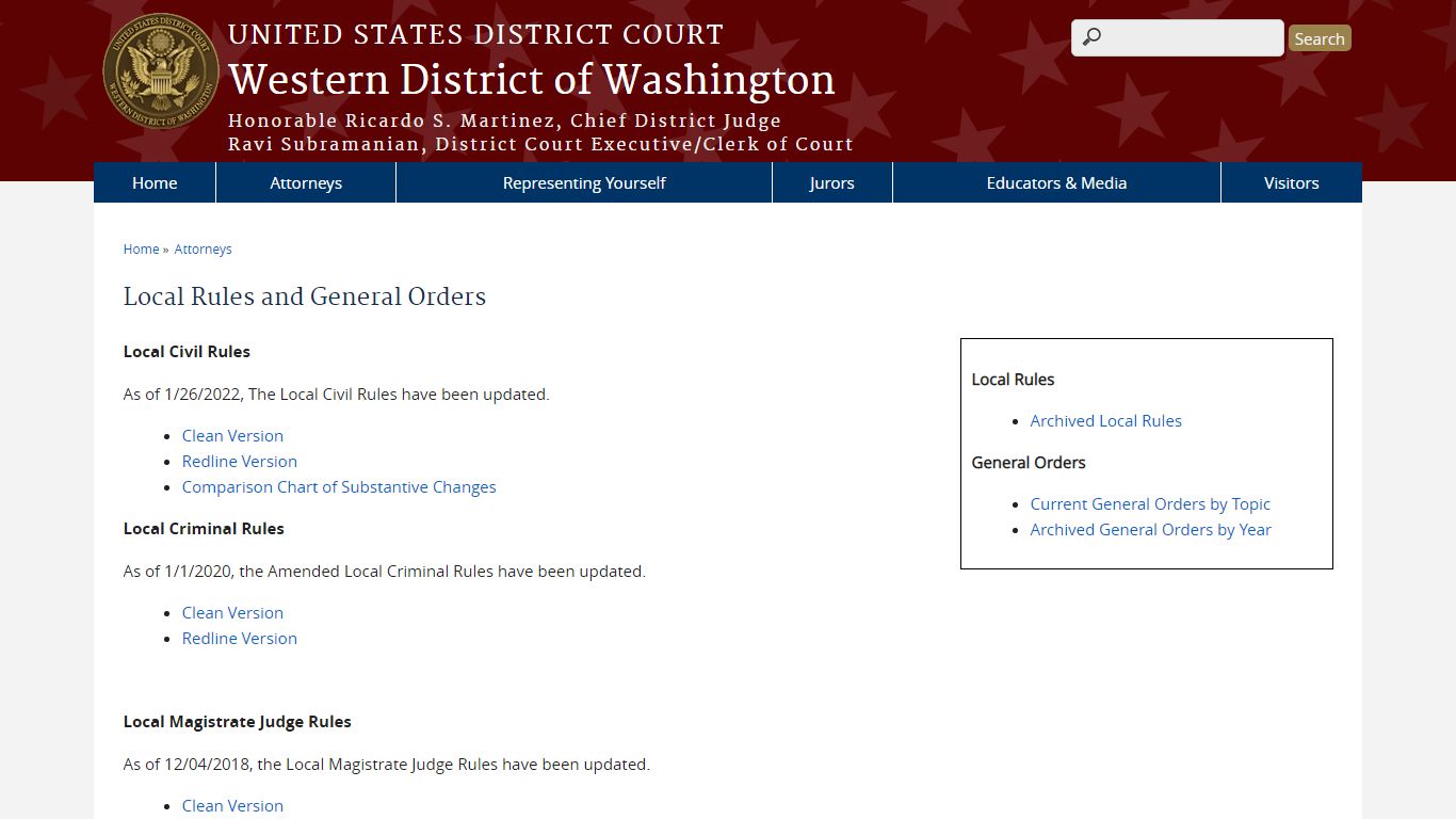 Local Rules and General Orders | Western District of Washington ...