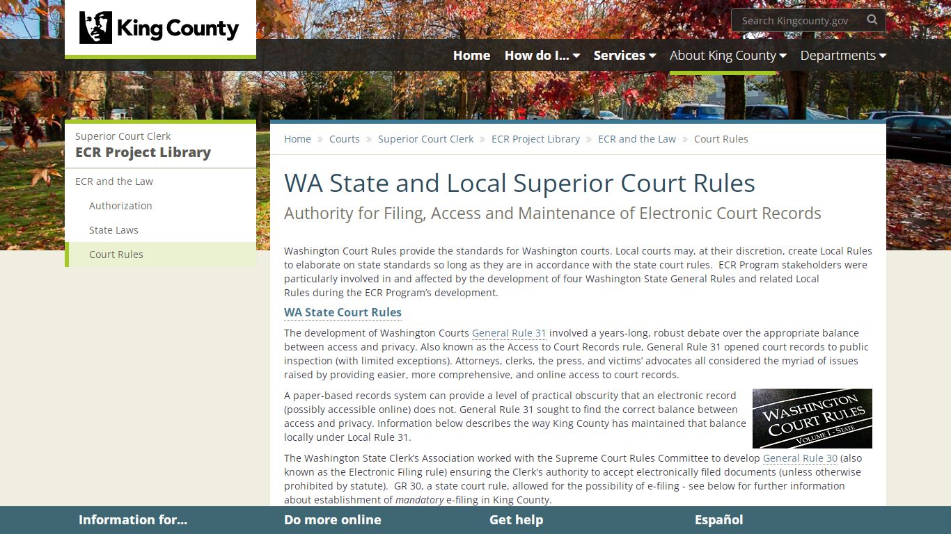 WA State and Local Superior Court Rules - King County